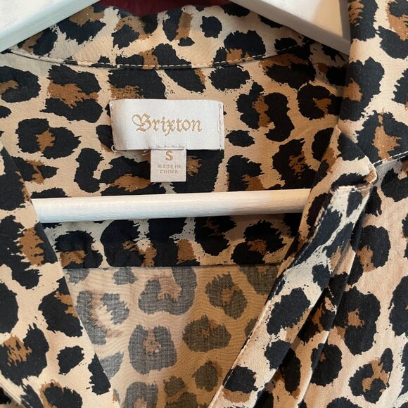 Brixton Leopard Print Cropped Button-Down Shirt; Size S - Picture 3 of 5